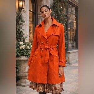 Michael Kors Vibrant Orange Women's Trench Coat.Size S.